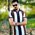 Multicolour Stripe Zip Neck Polo Shirt