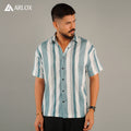 Chinese Soft Popcorn Fabrics Half Shirt - Stone Blue.
