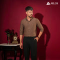 Broadcloth Vertical Stripe Japanese Shirt - Rust Brown