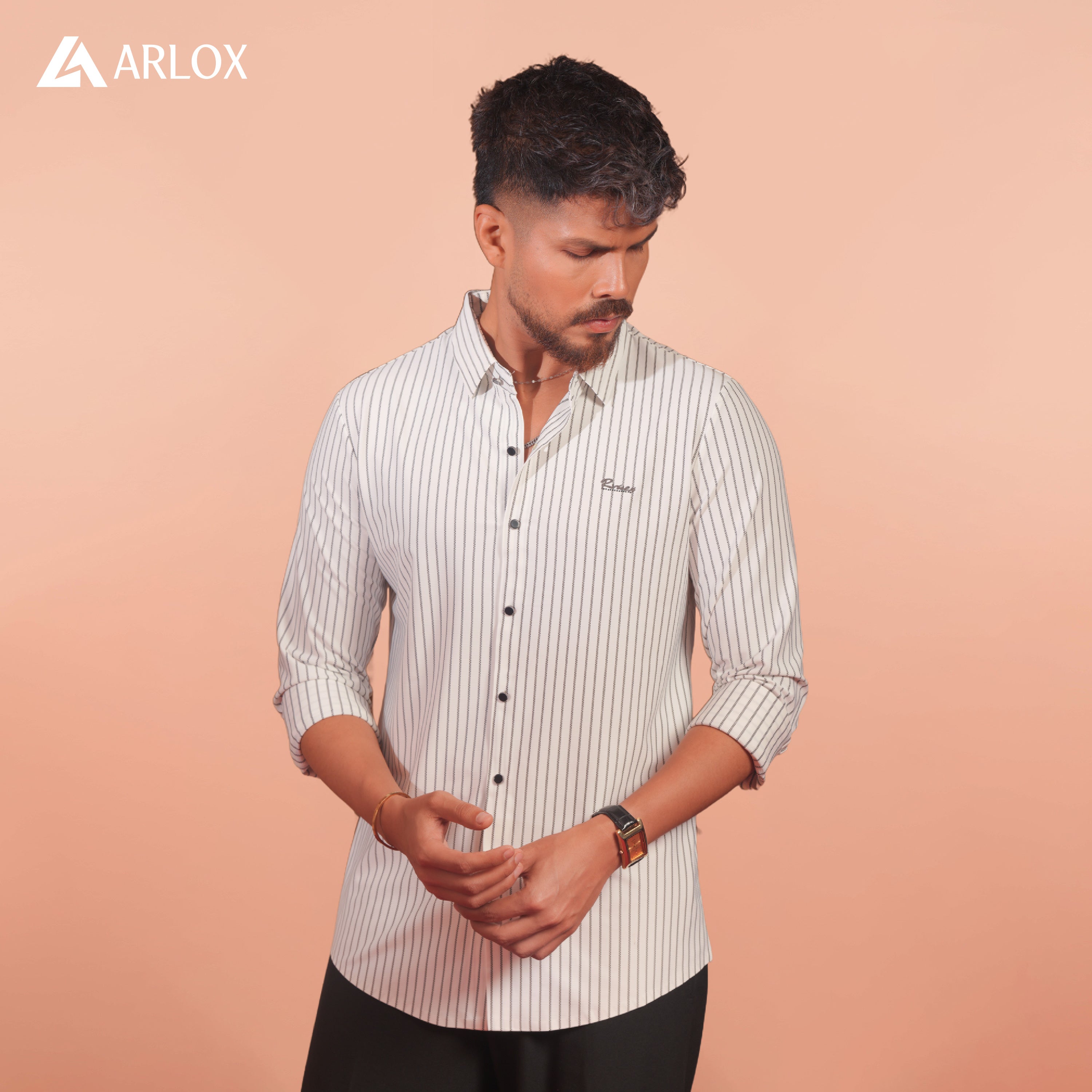 Broadcloth Vertical Stripe Japanese Shirt - Royal White.