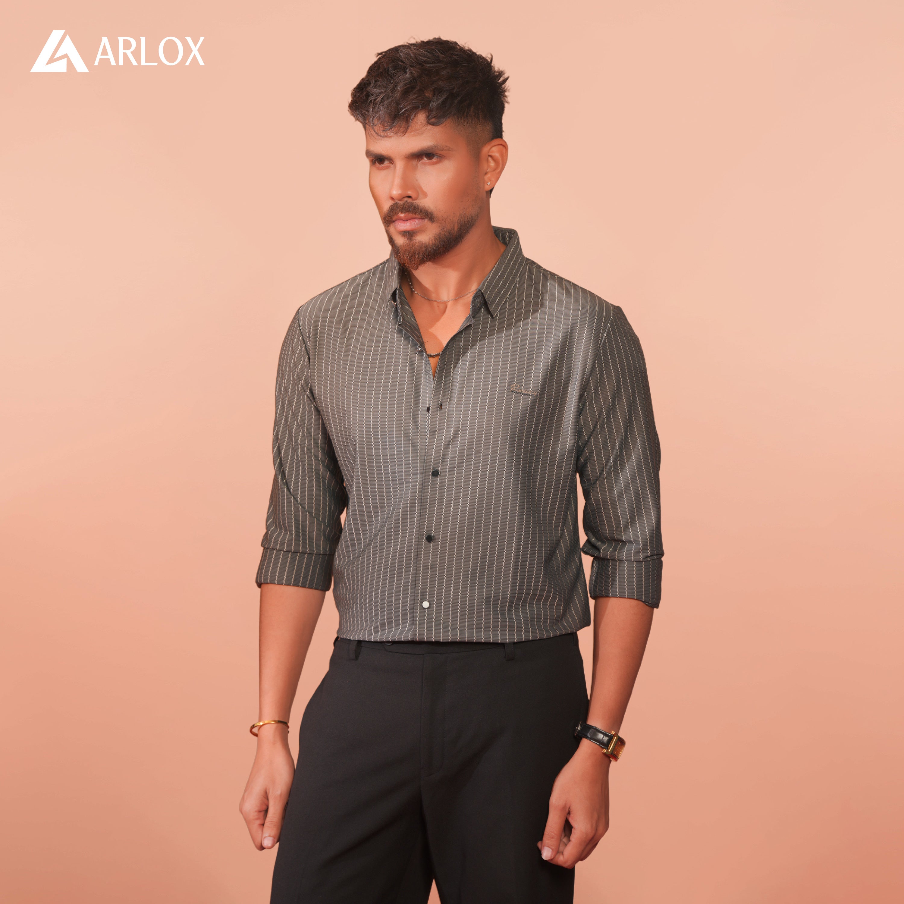 Broadcloth Vertical Stripe Japanese Shirt - Sea Gray