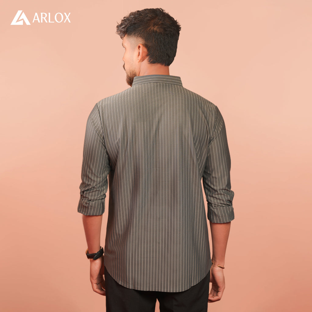 Broadcloth Vertical Stripe Japanese Shirt - Sea Gray