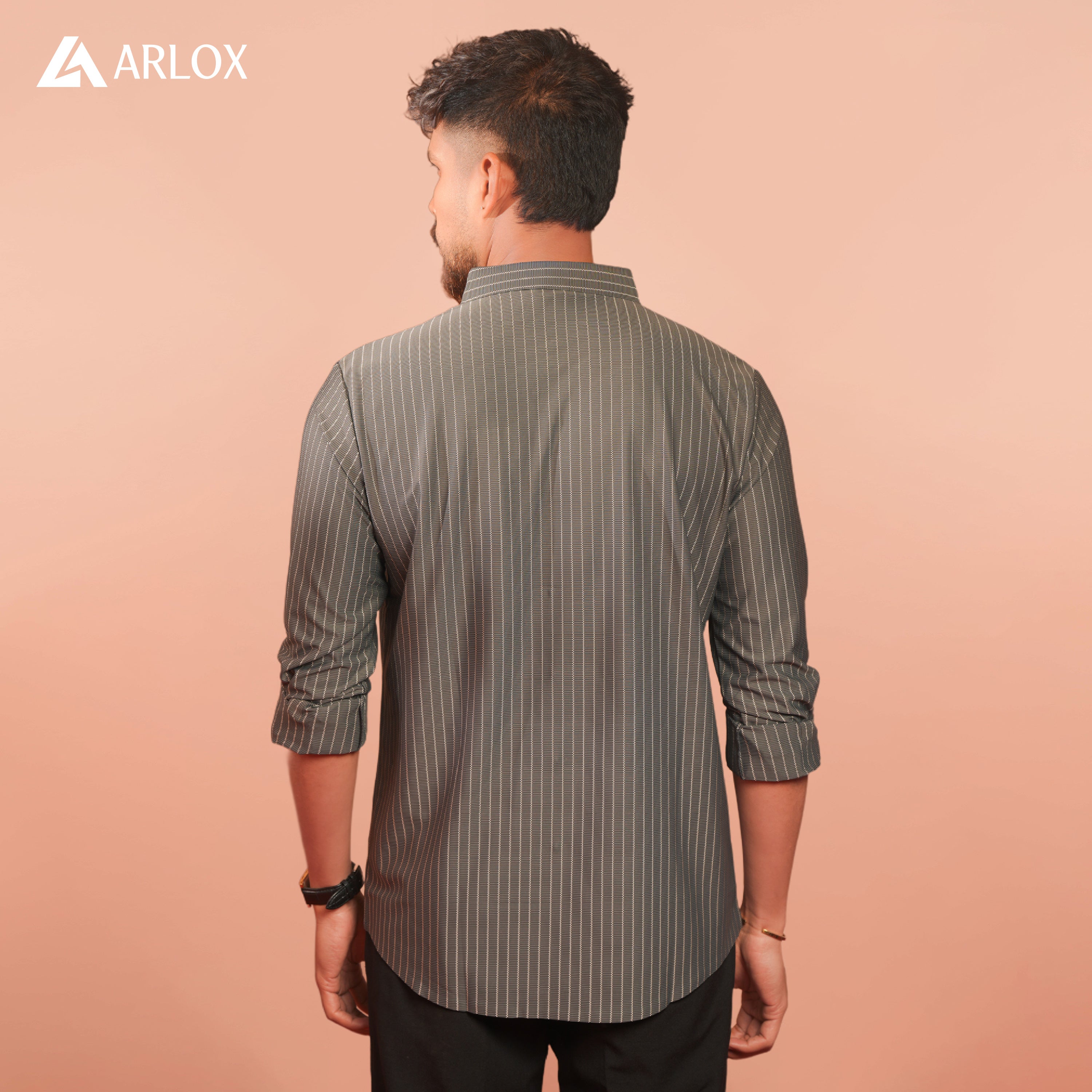 Broadcloth Vertical Stripe Japanese Shirt - Sea Gray