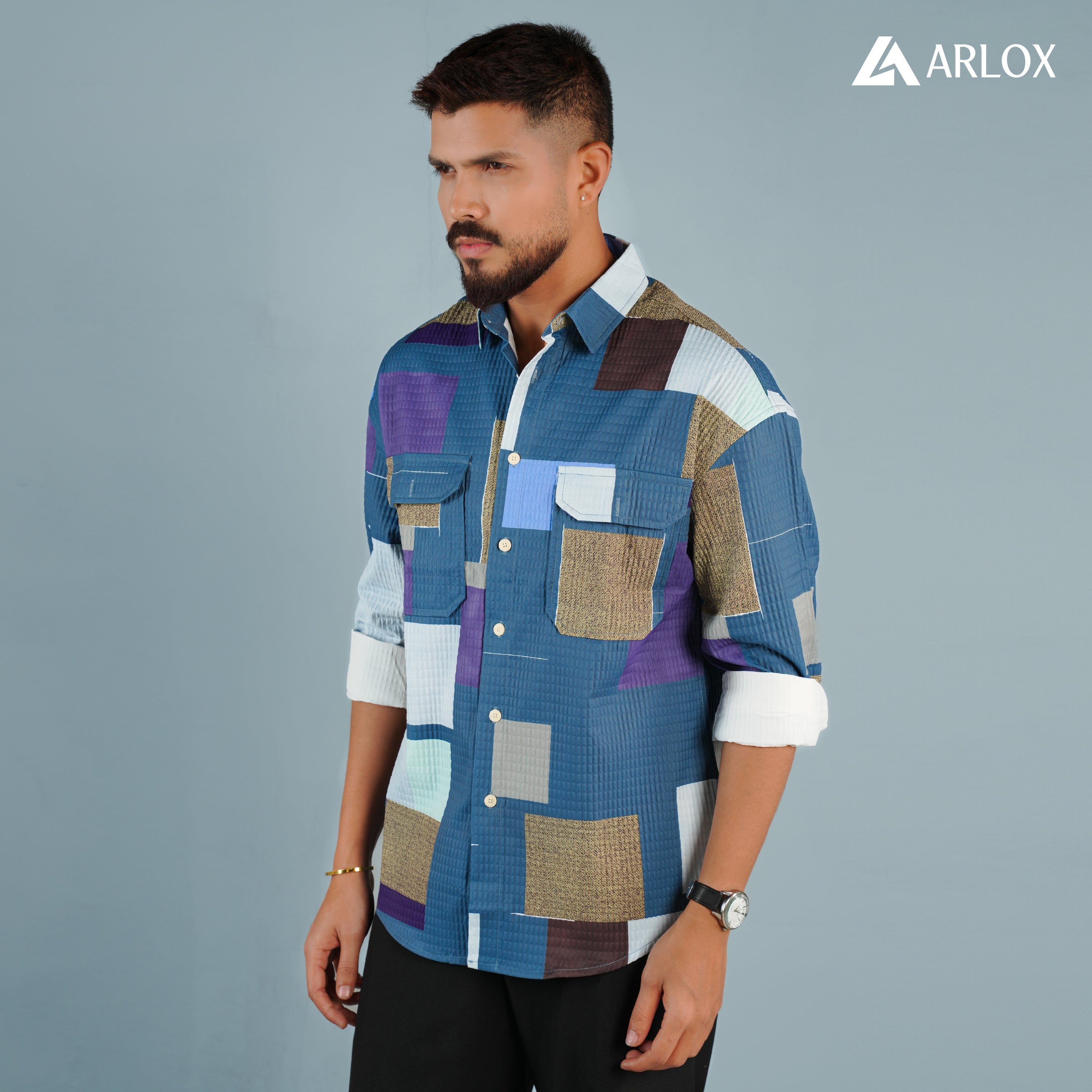 ColorBlock Royal Full Shirt - Deep Ocean Blue