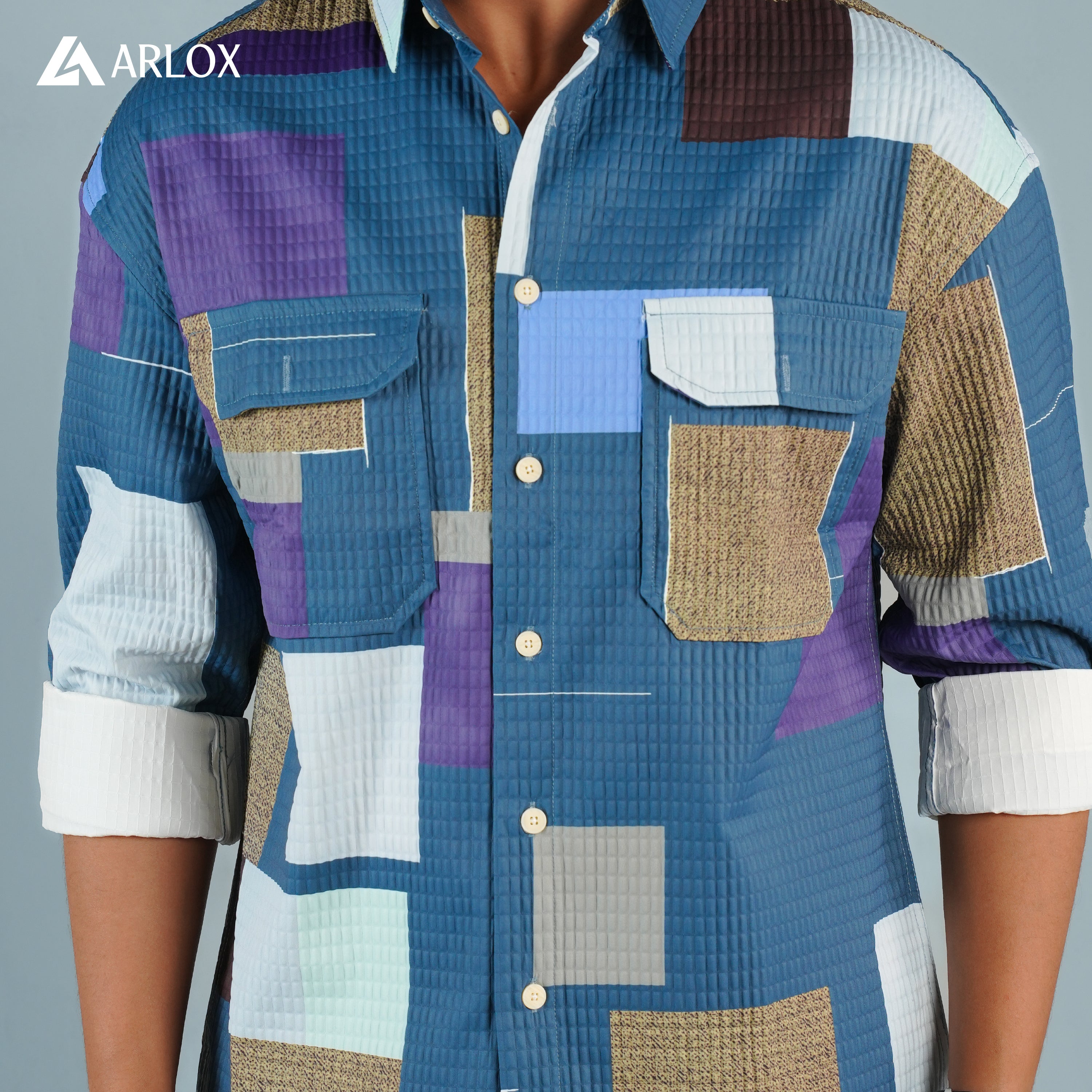 ColorBlock Royal Full Shirt - Deep Ocean Blue