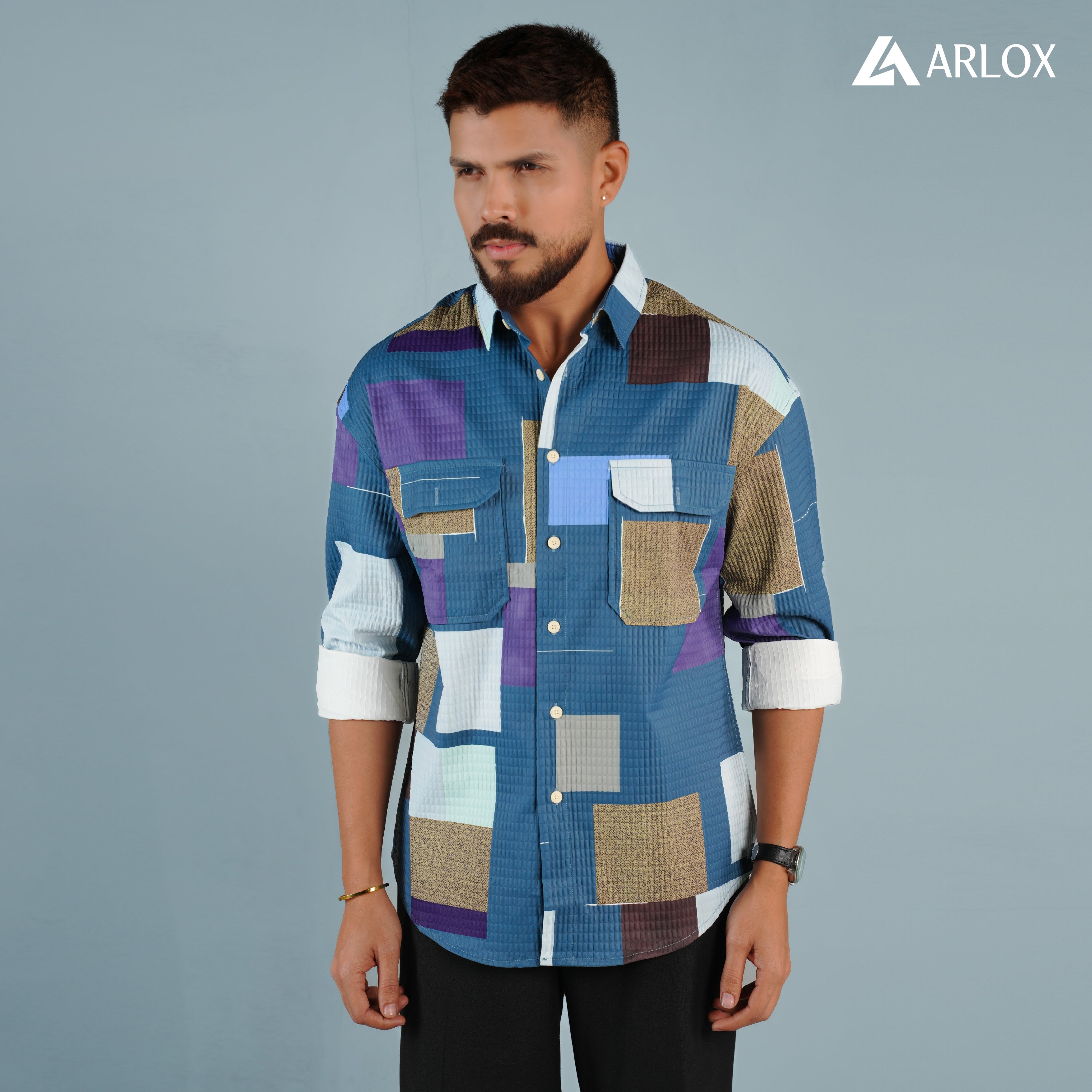 ColorBlock Royal Full Shirt - Deep Ocean Blue