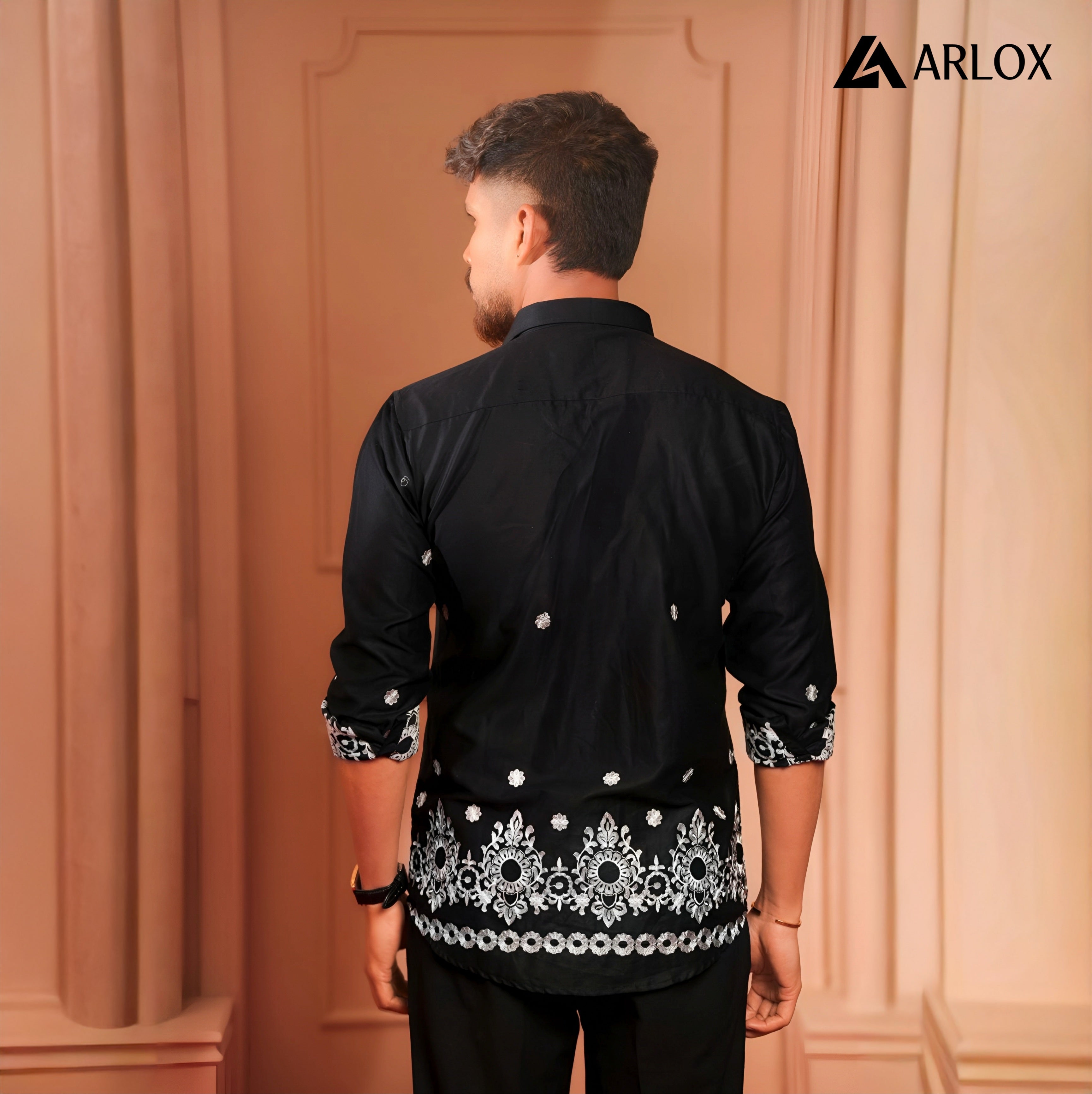Nawab Embroidery Luxe Shirt - Black